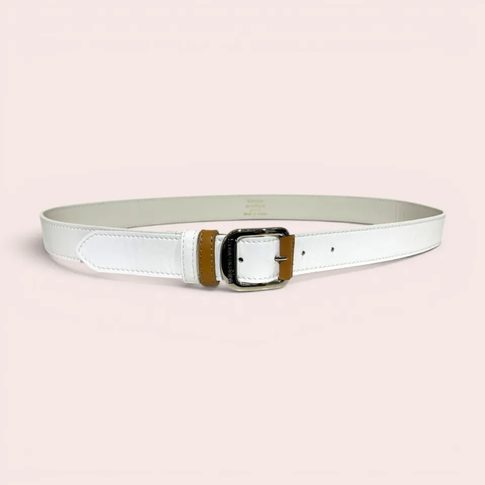 Karine Arabian Ortiz ceinture cuir verni blanc serpent