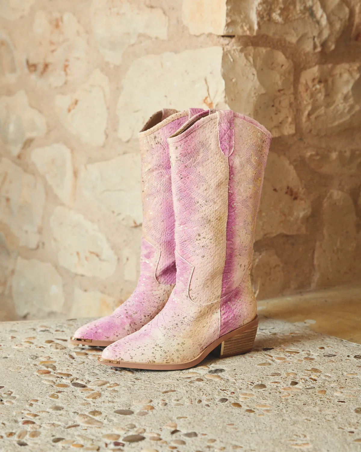 Alma en Pena V260254 bottes cowboy rose cuir