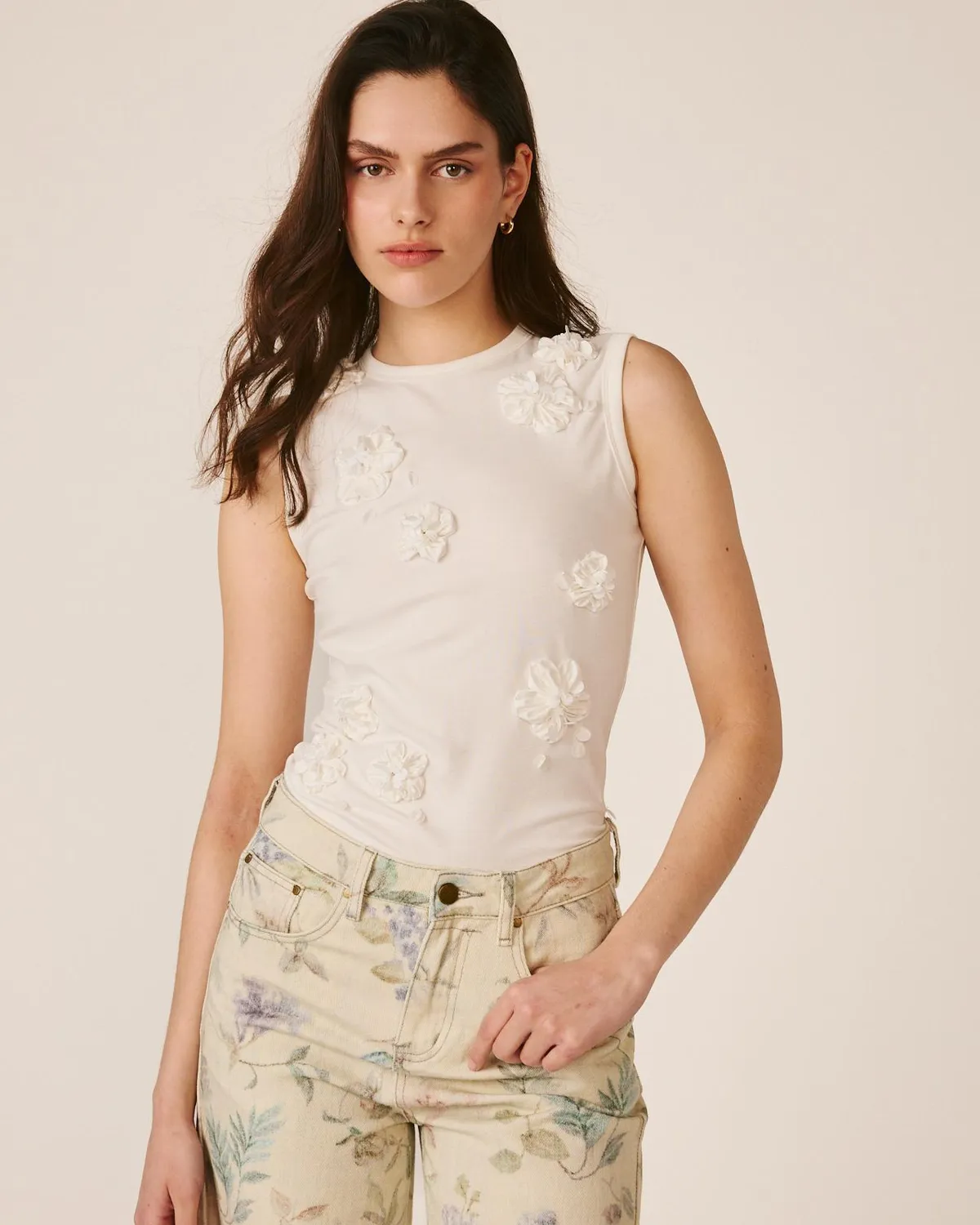 Alma en Pena V26CL0628 top blanc à fleurs