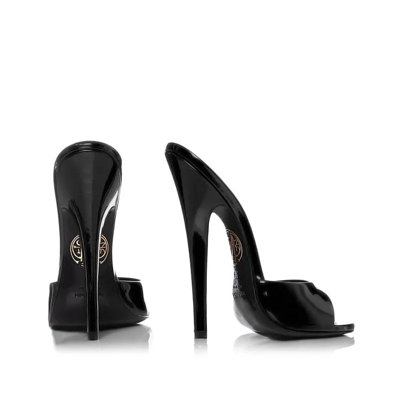 Maison Ernest Lidylle 140 mules noir vernis talon 14 cm