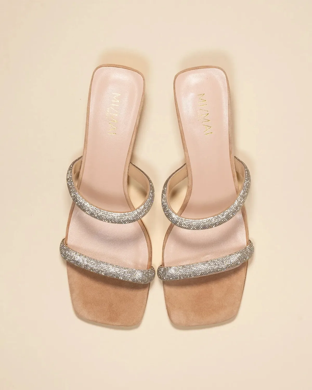 Mi/Mai Babs Nude mule strass soirée talon bas