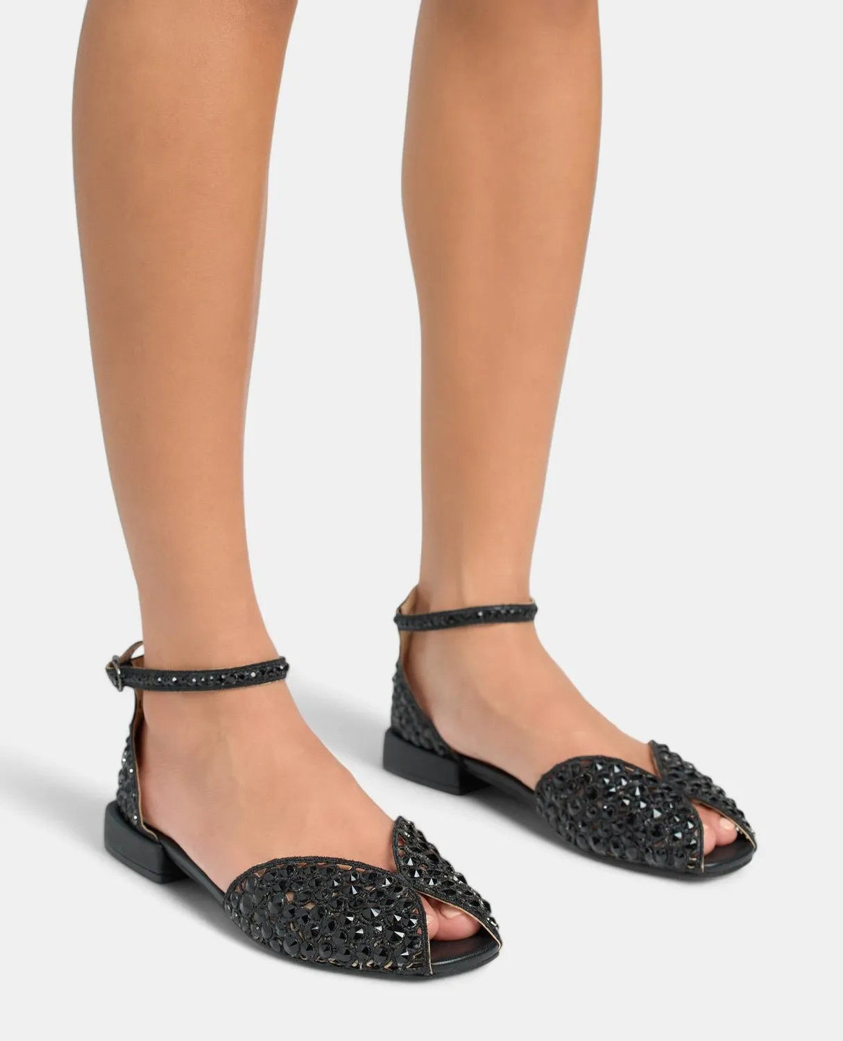 Alma en Pena V250415 sandale noire strass plate