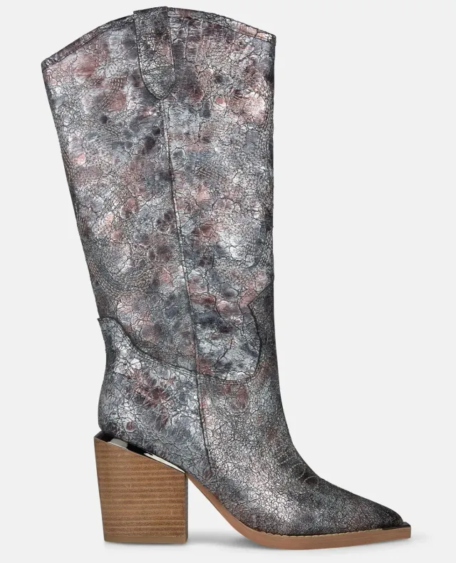 Alma en Pena V260108 bottes à talon cuir argenté