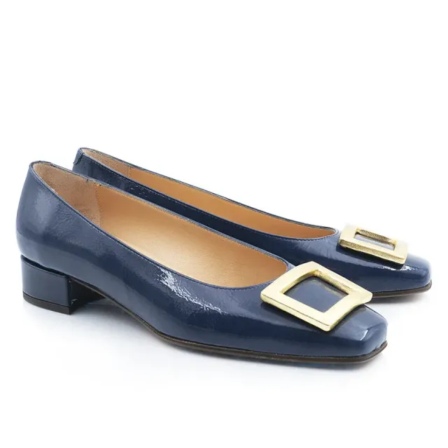 Bégum Paris Georgina Vogue ballerines bleu acier boucle dorée