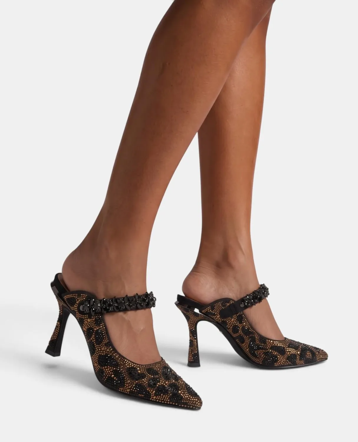 Alma en Pena I260255 mule léopard talon 9 cm strass
