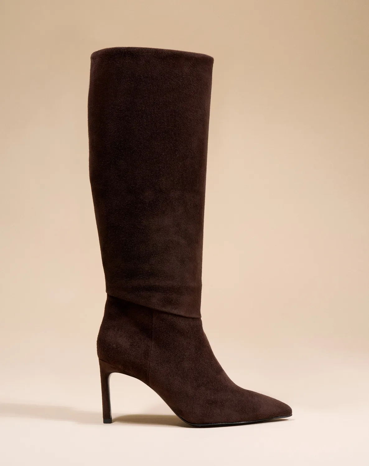 Mi/Mai Coco Chocolate Suede bottes talon aiguille chocolat