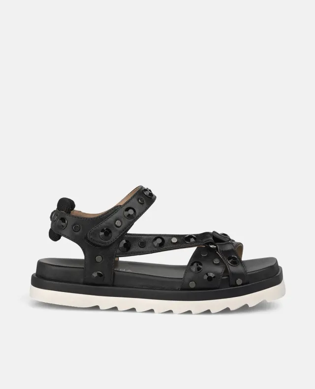 Alma en Pena V251802 sandale plate noire cuir track