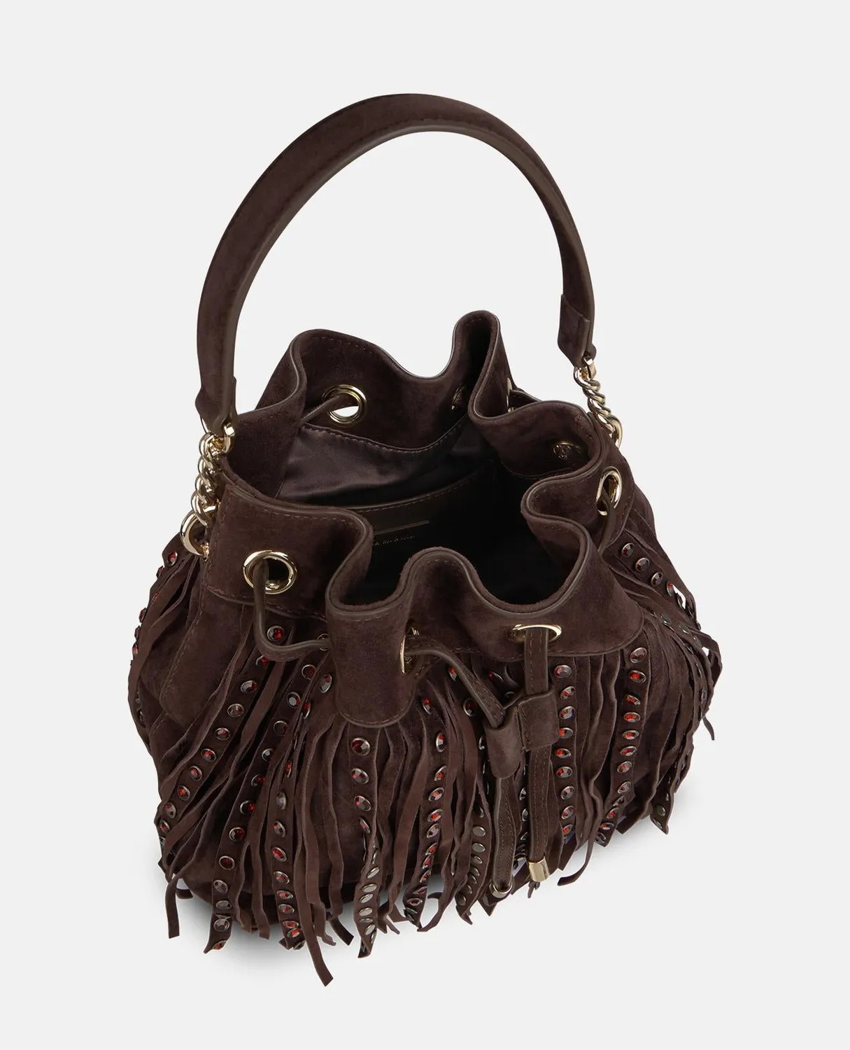 Alma en Pena BG208 sac seau daim marron franges