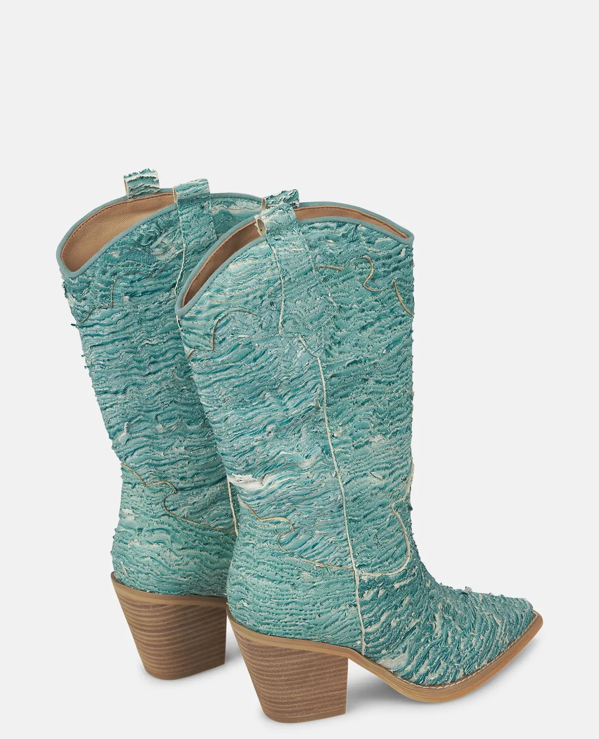 Alma en Pena V250131 bottes aqua cuir brodé talon 8 cm