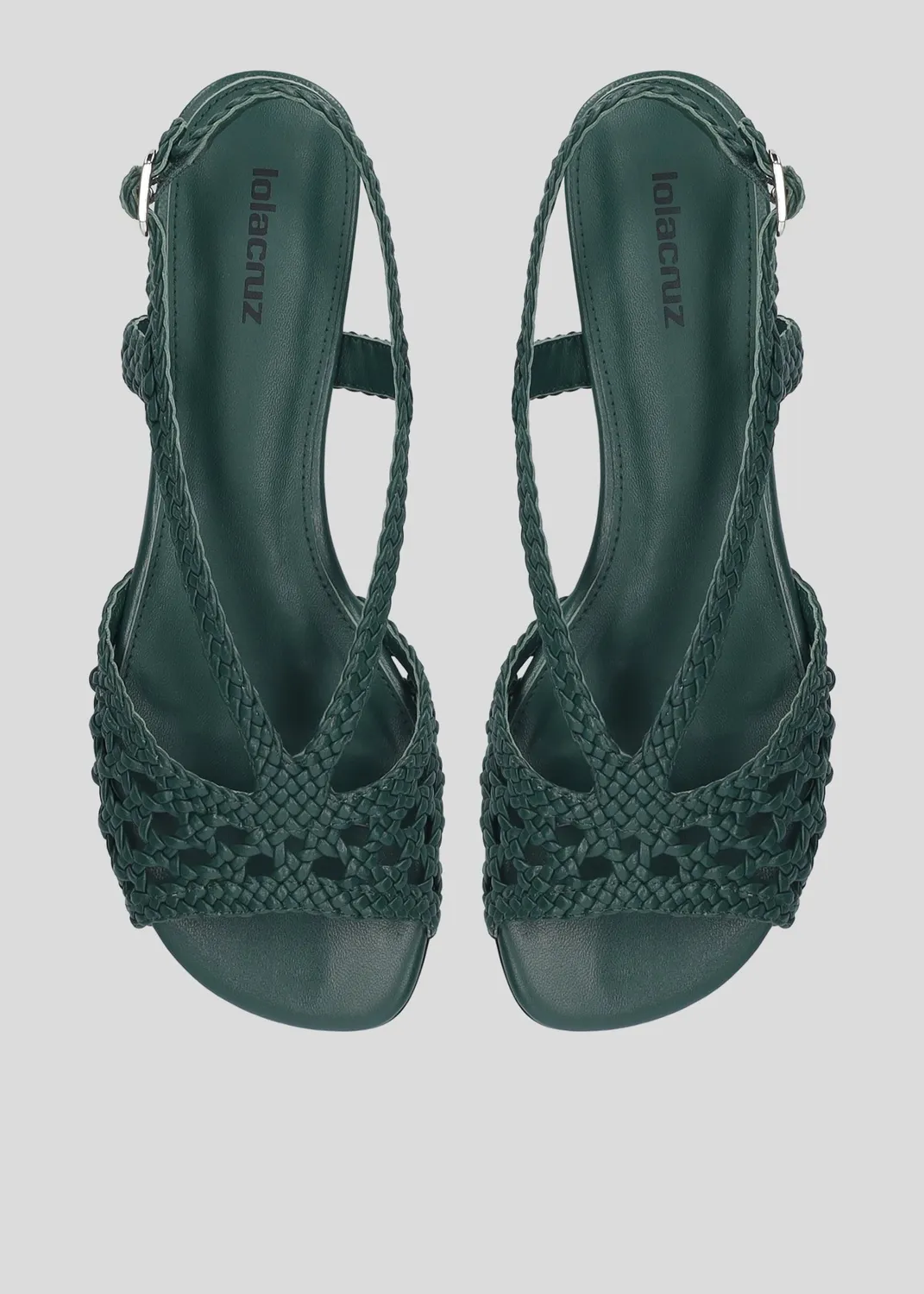Lola Cruz Tabata sandales plates femme vert bouteille