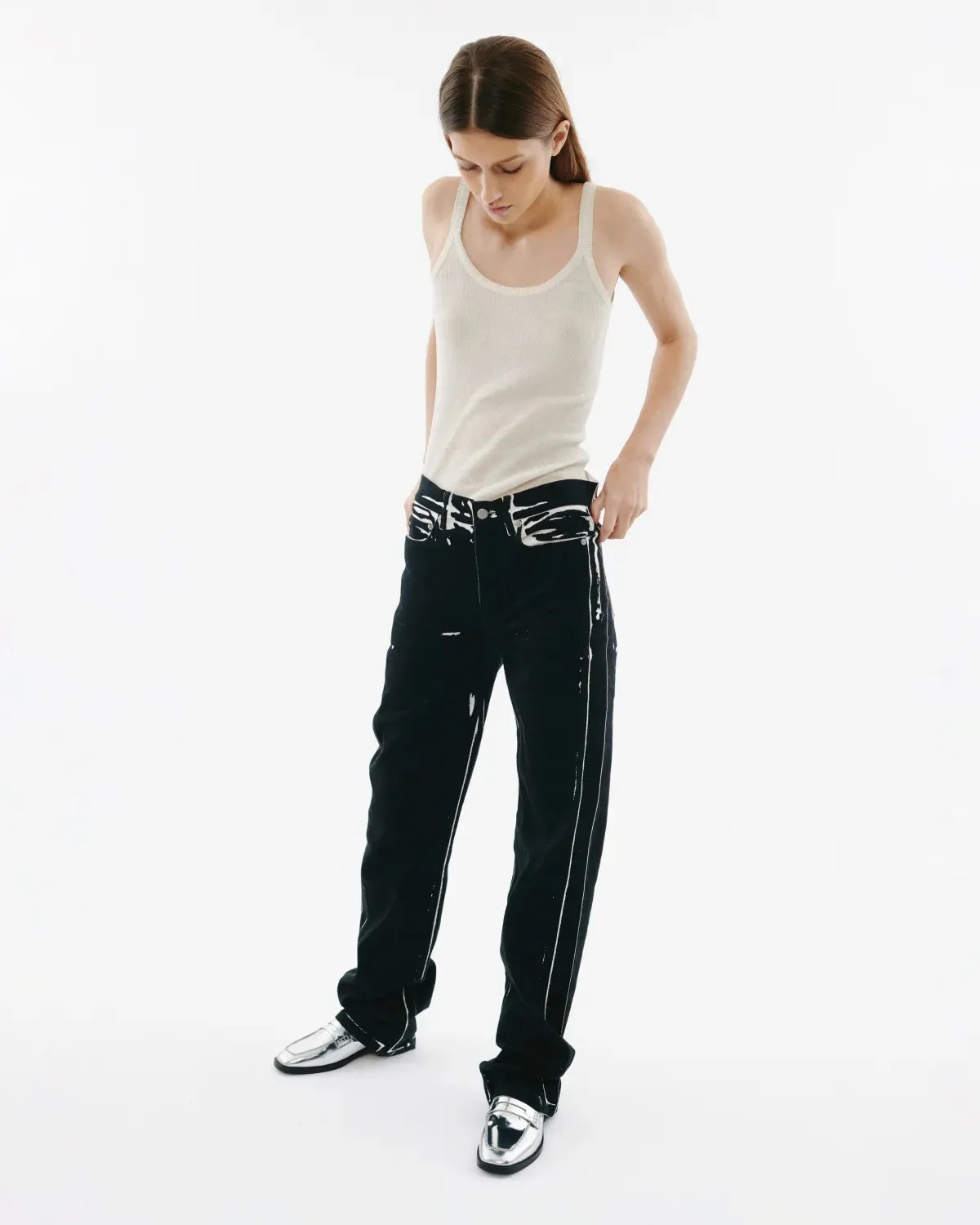 Mi/Mai Luciano mocassins cuir argenté effet miroir