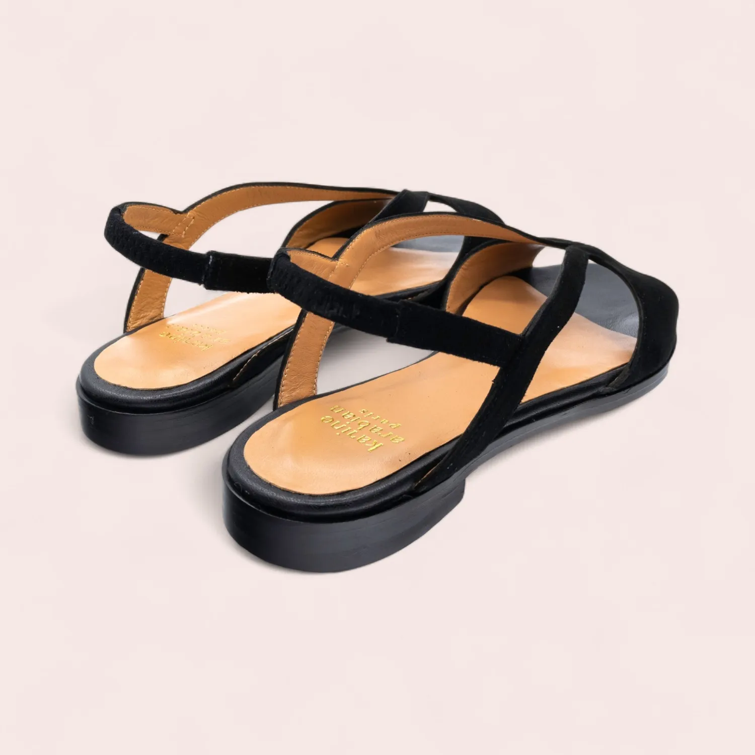 Karine Arabian Yoni sandales plates cuir noir 38