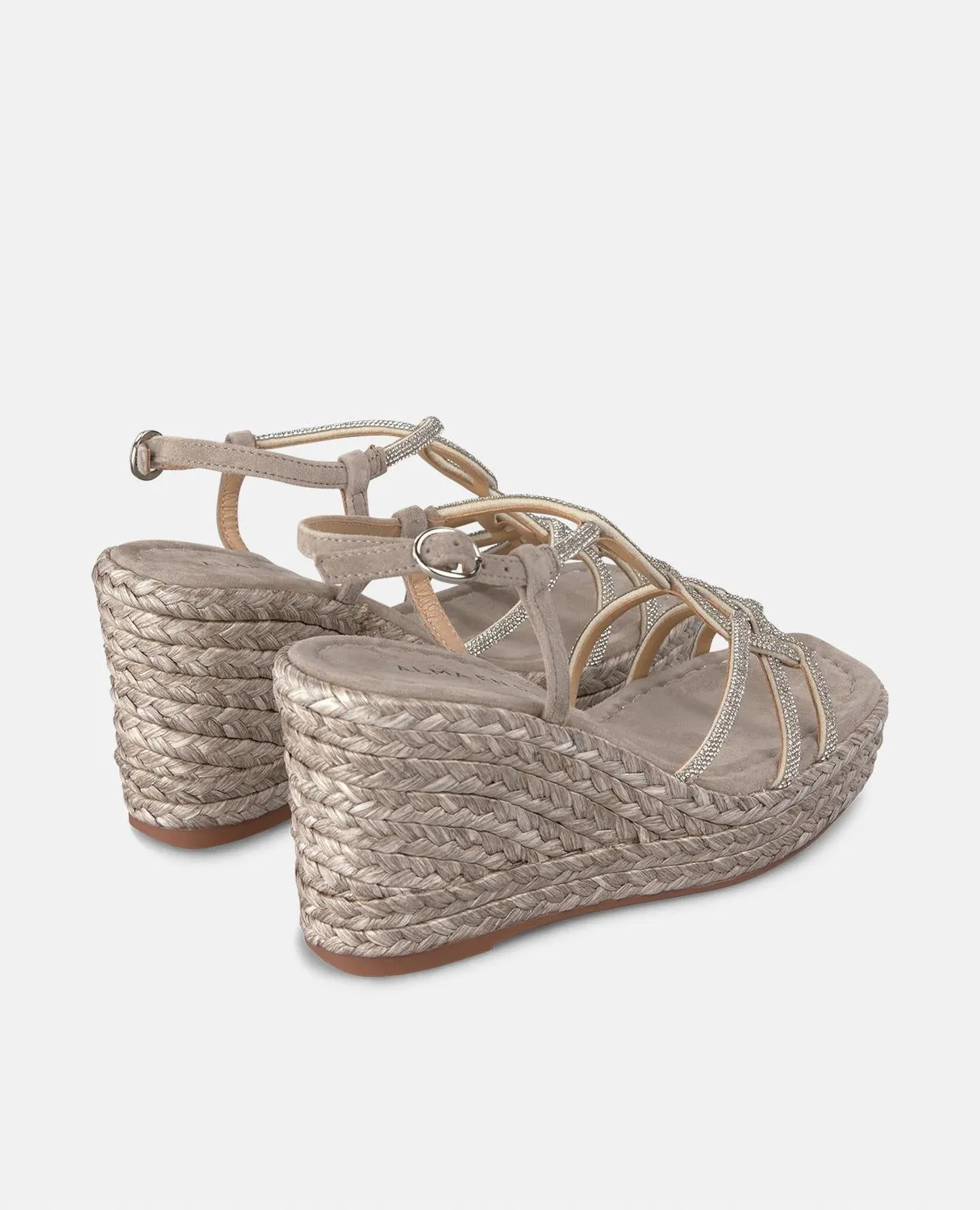 Alma en Pena V2551273 sandales compensées taupe strass talon 9,8 cm