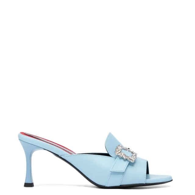 Maison Ernest Capucine 70 mules bleu cuir mat talon 7 cm