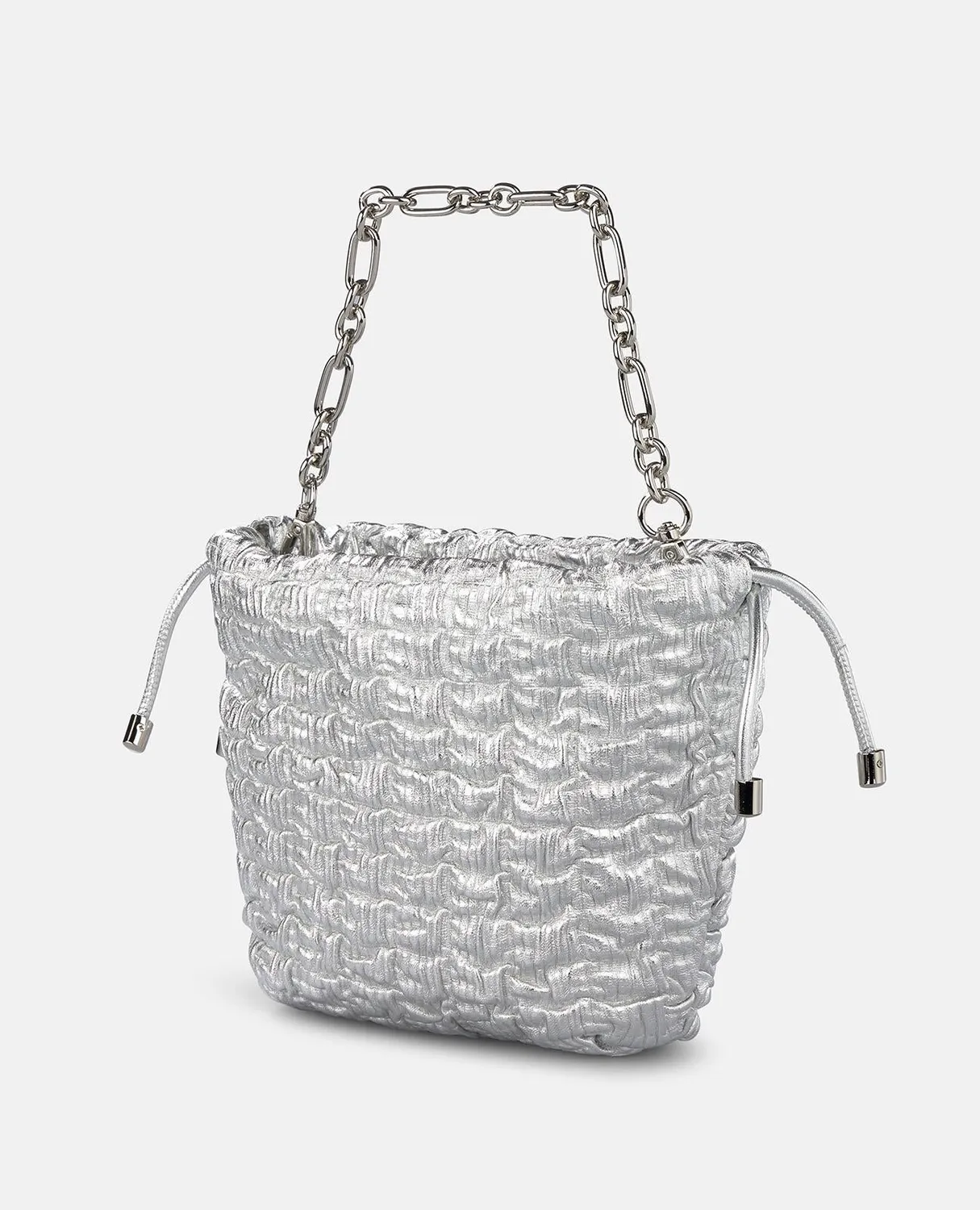Alma en Pena V26BG042 sac seau cuir argenté croisé