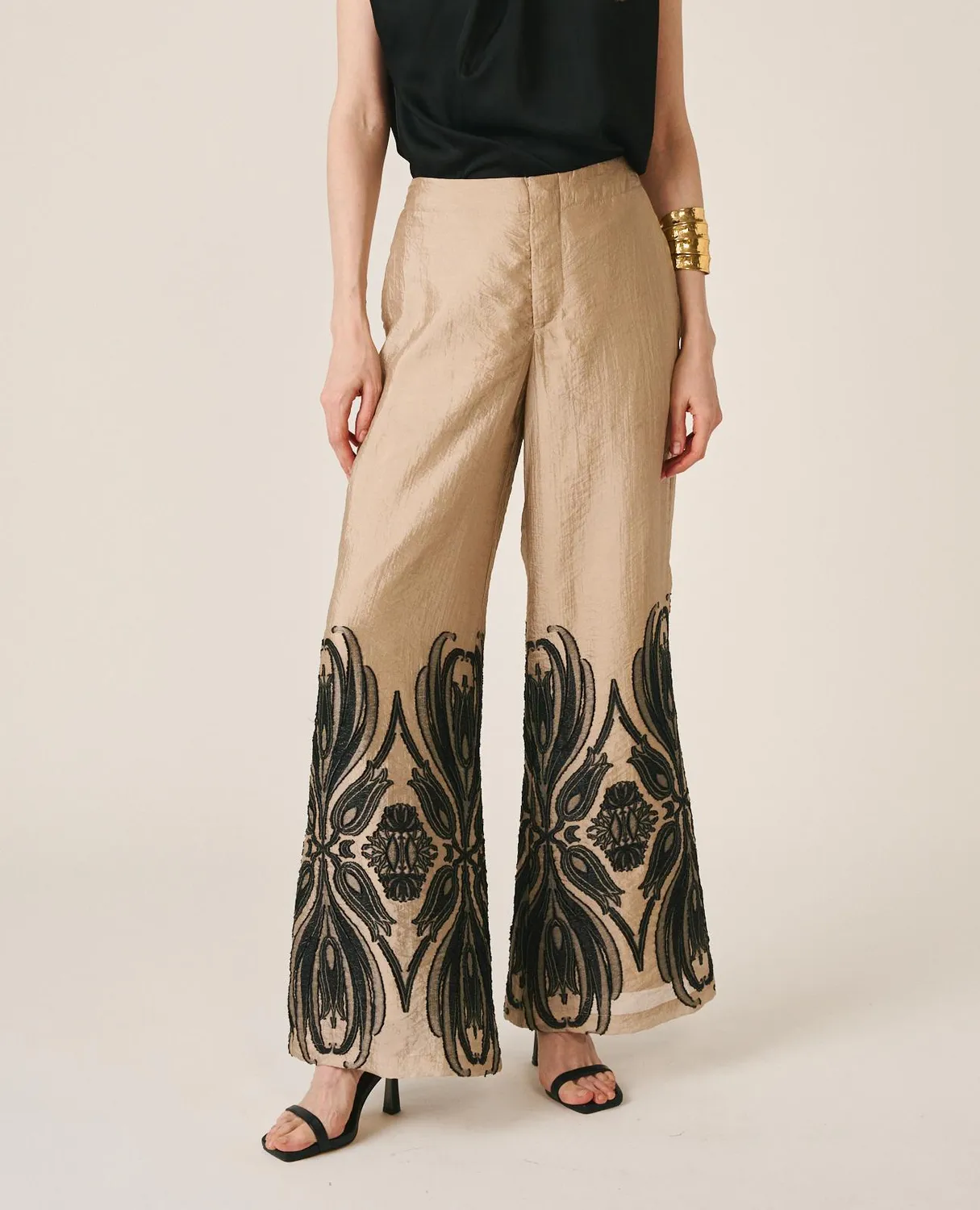 Alma en Pena V26CL1611 pantalon arabesque taupe taille haute