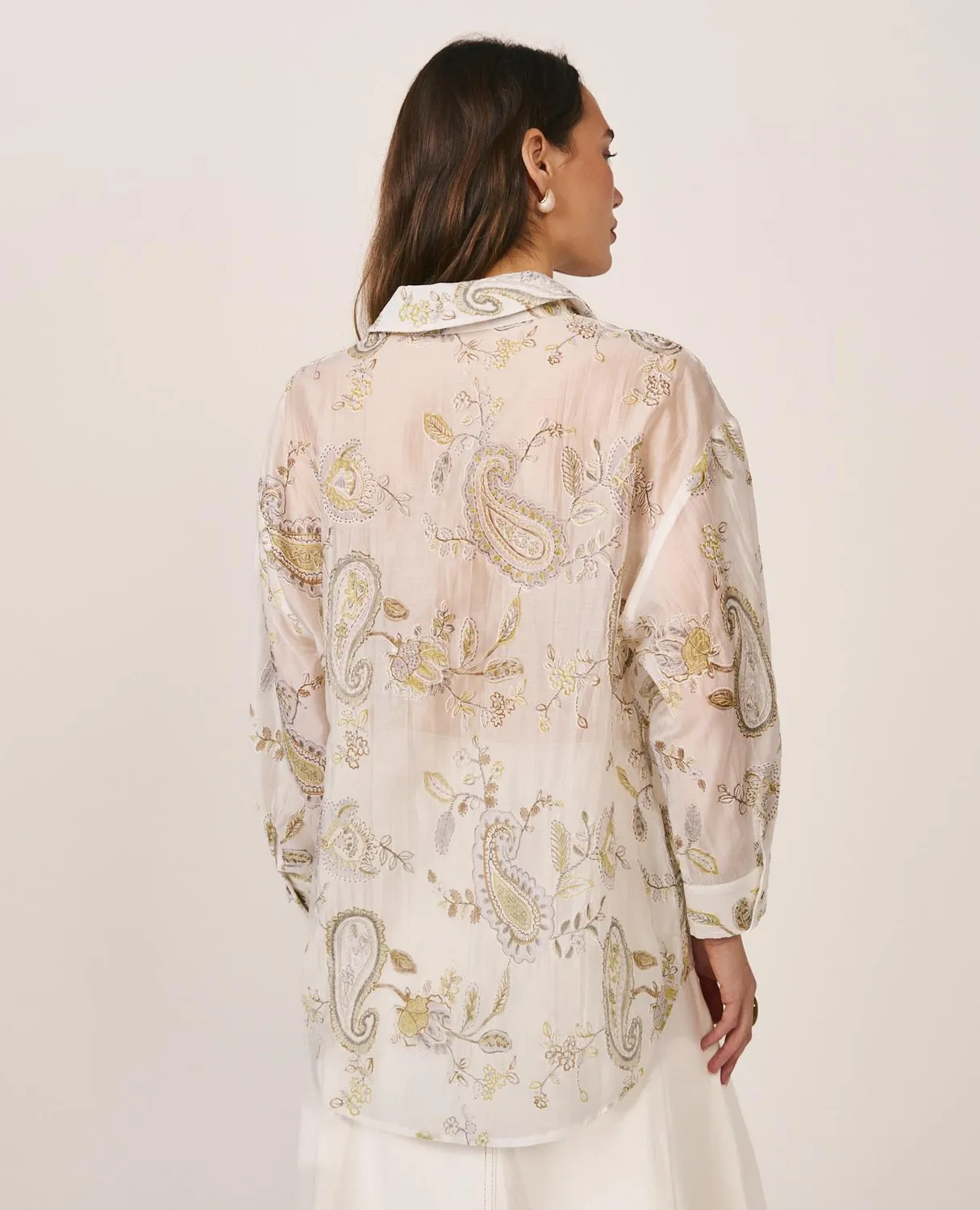 Alma en Pena V26CL0410 chemise blanche brodée Tencel