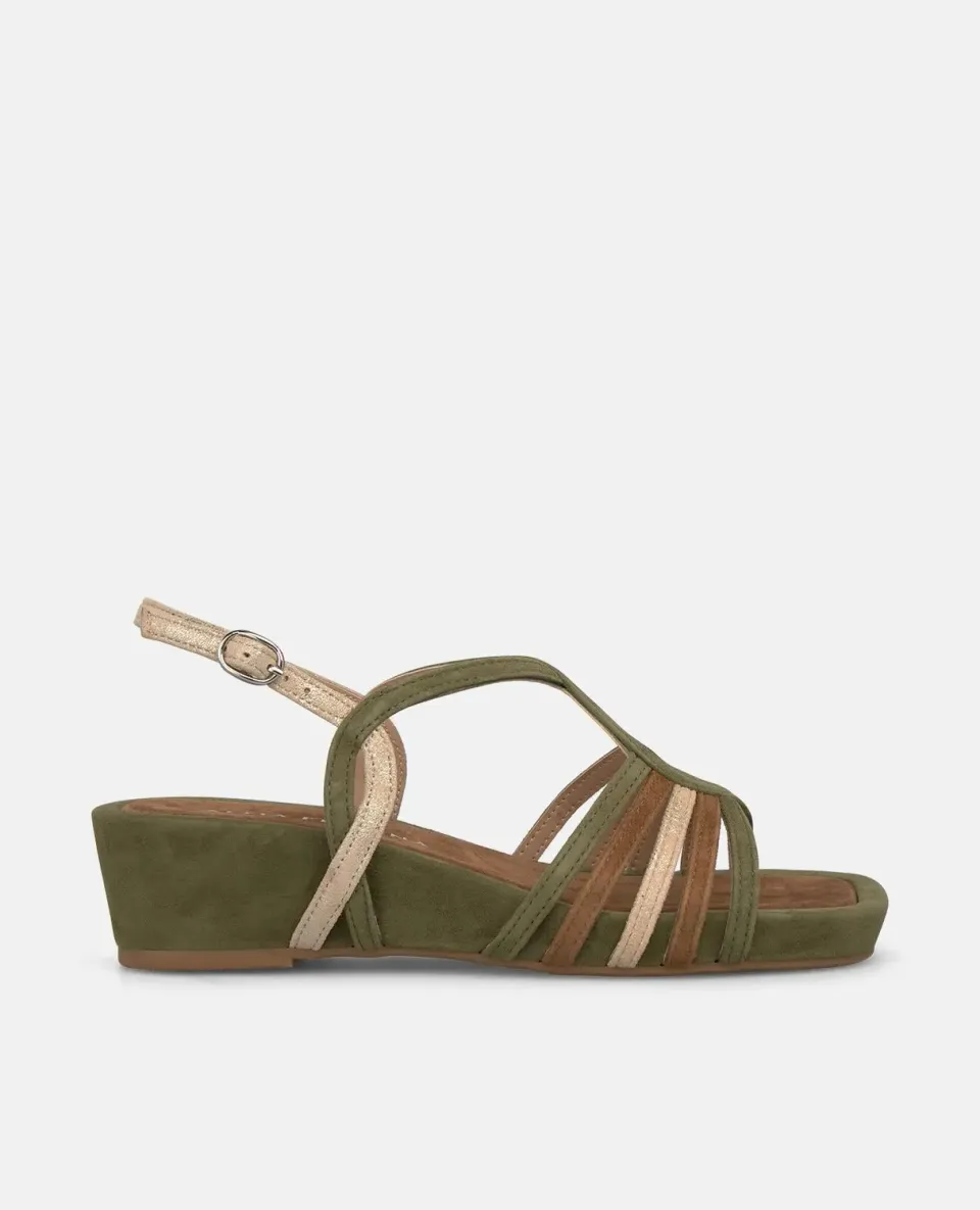 Alma en Pena V267703 compensées kaki cuir 4,5 cm