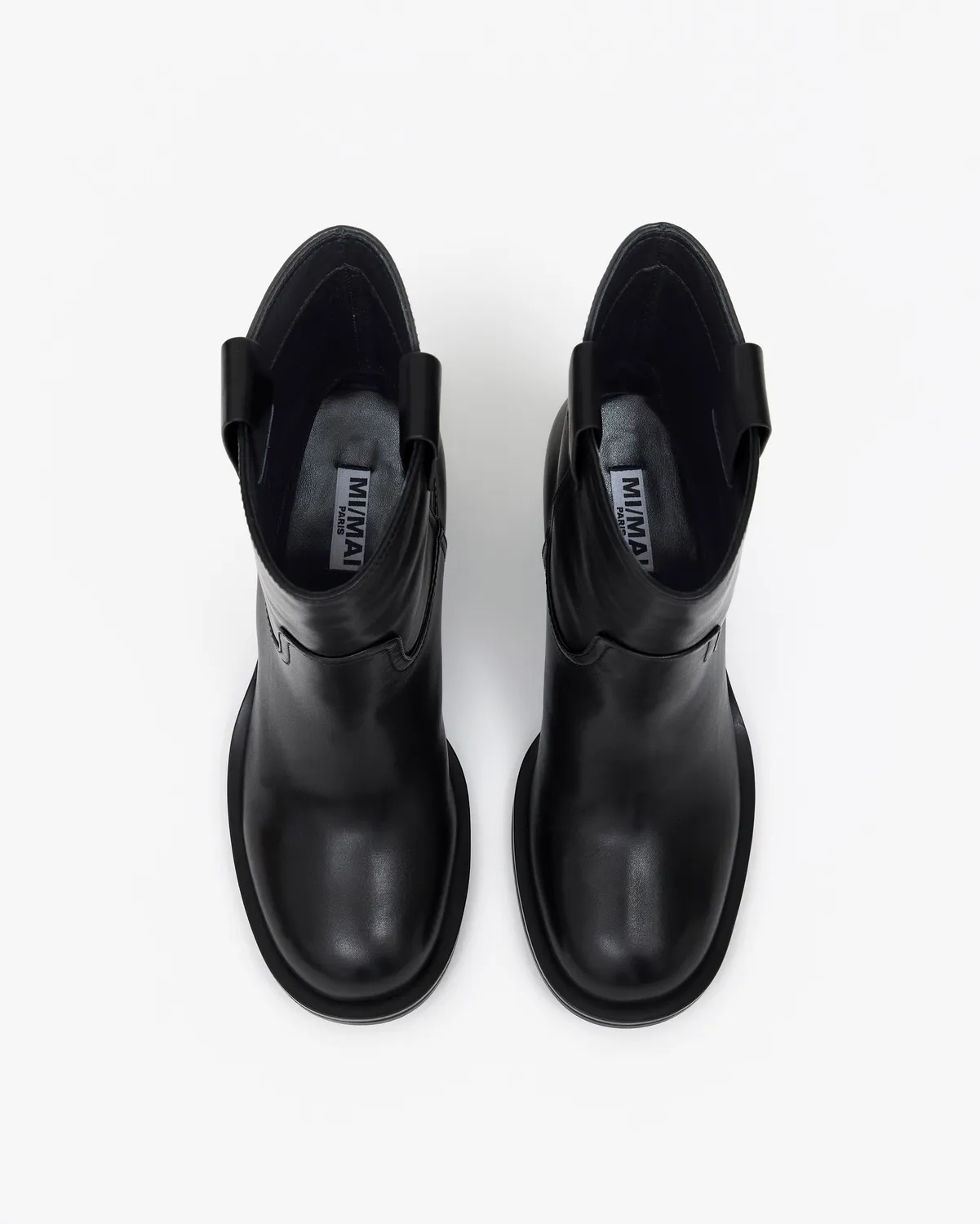 Mi/Mai Jonas Black bottines cuir noir talon bloc