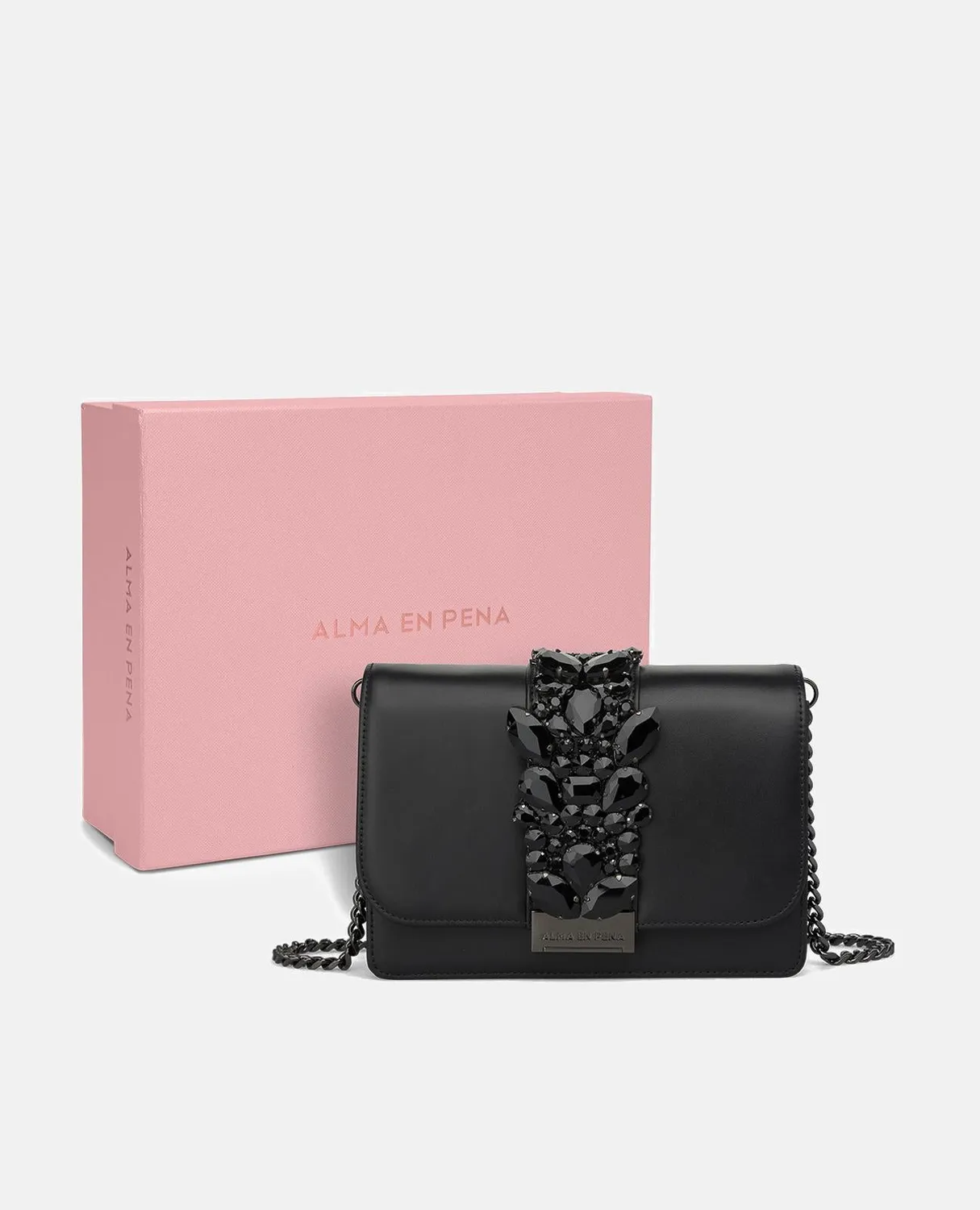 Alma en Pena BG103 pochette noire cuir strass soirée