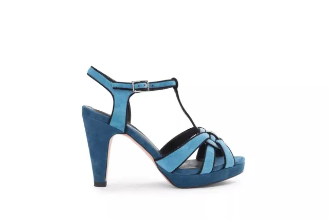 Mi/Mai Candy Blue sandales velours bleu talon 8,5 cm