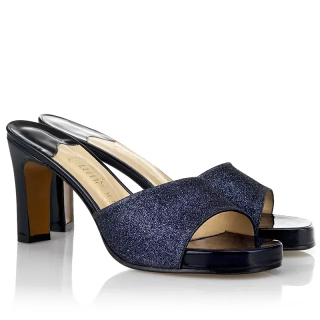 Bégum Paris Miami mule bleu nuit talon 8 cm