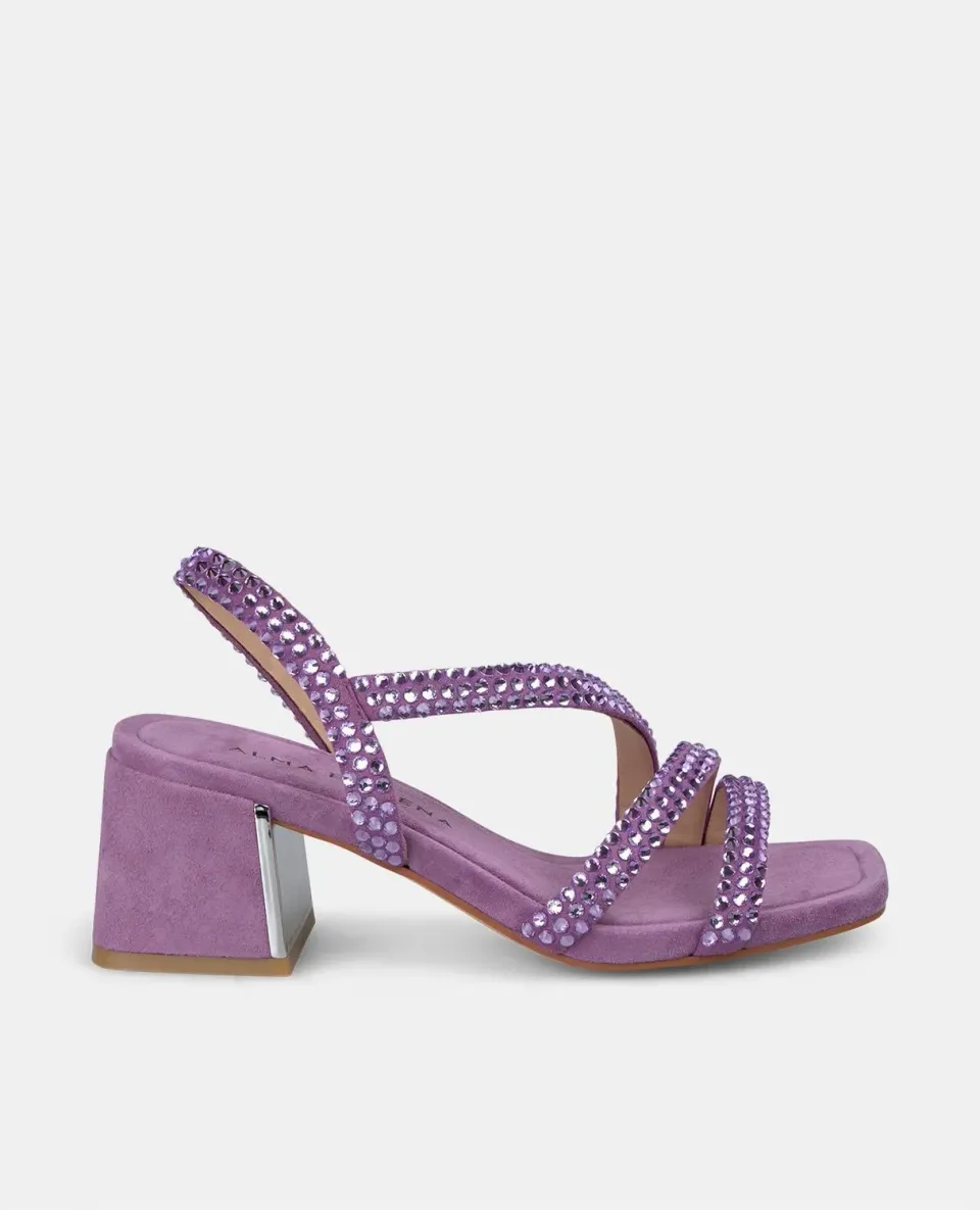 Alma en Pena V2550973 sandales talon textile violet 6 cm