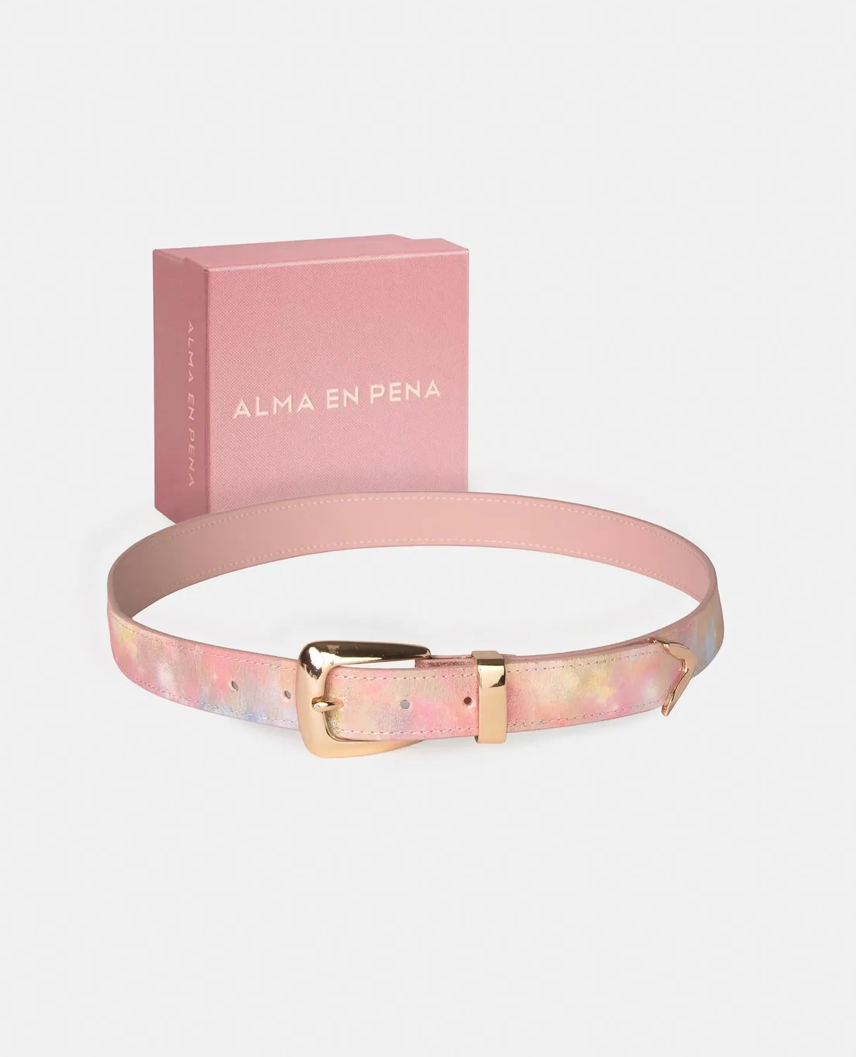 Alma en Pena V26CT017 ceinture cuir rose boucle métal