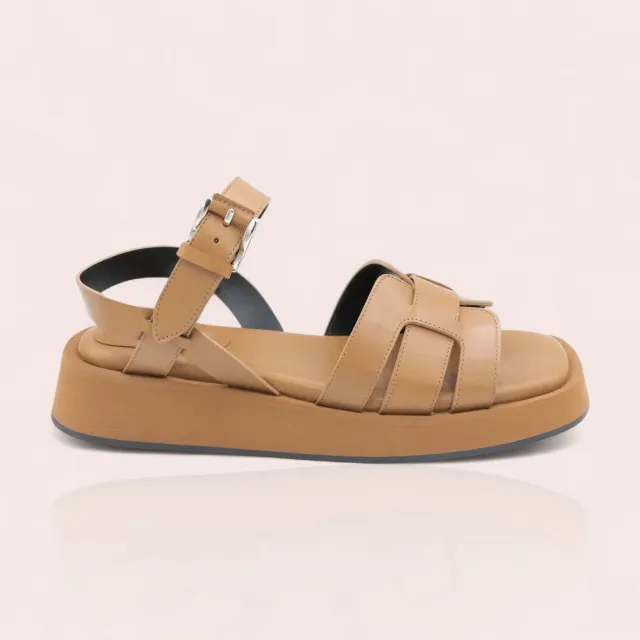 Karine Arabian CHARLIE sandale cuir camel 38 compensée 30mm