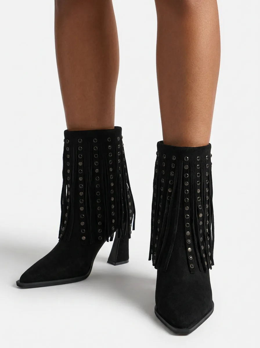 Alma en Pena I260444 bottines noir franges talon 9 cm