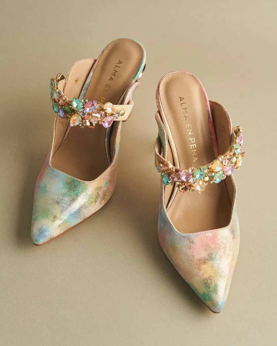 Alma en Pena V262204 mules rose strass talon 6 cm
