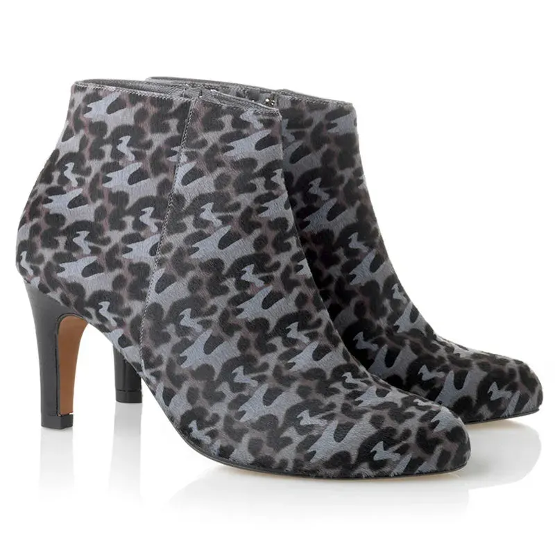 Bégum Paris Vienne bottine pony camouflage gris