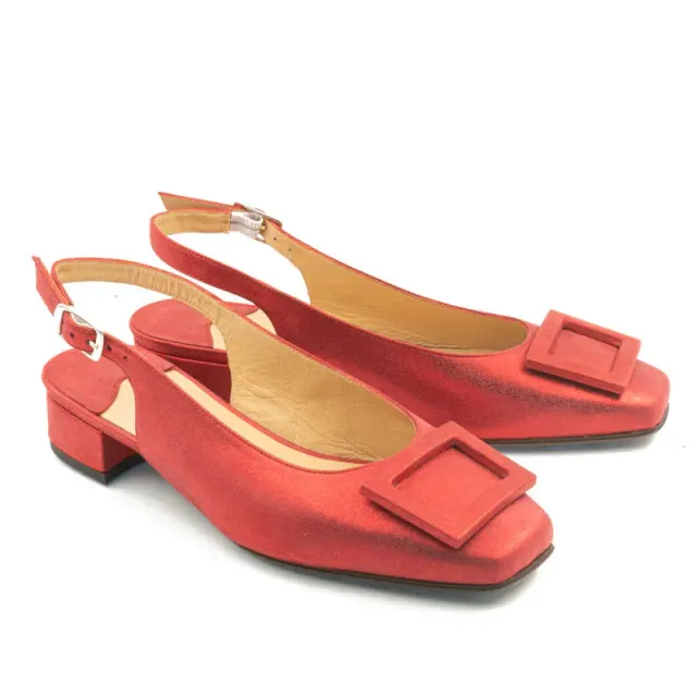 Bégum Paris Jackie slingbacks rouge métallisé talon 2 cm