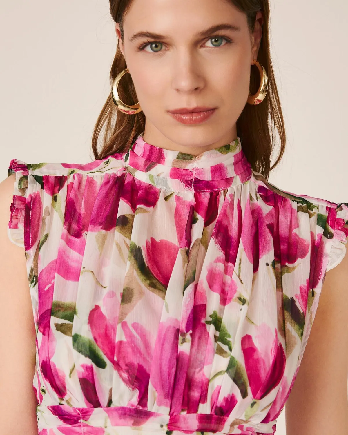 Alma en Pena V26CL0106 robe courte col montant rose