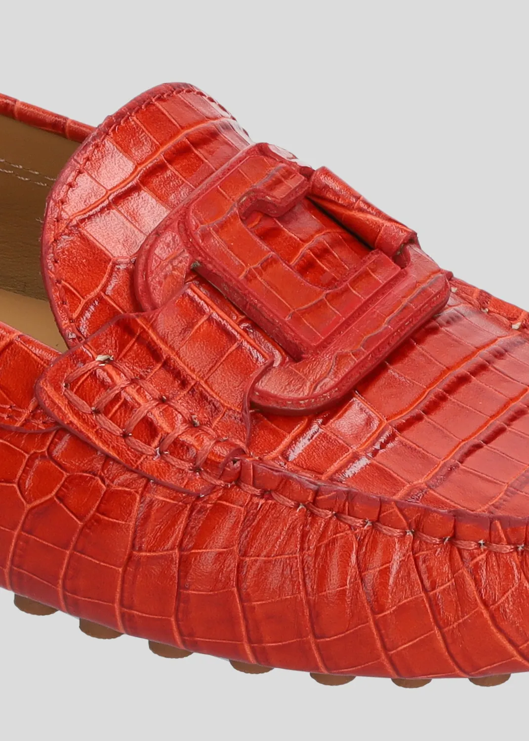 Lola Cruz Margarida mocassins rouge cuir plat