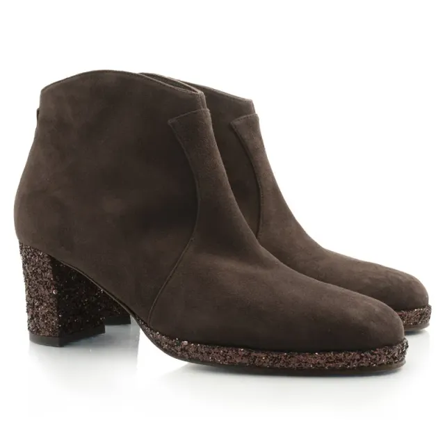Bégum Paris Cambridge paillettes bottine marron talon 6,5 cm