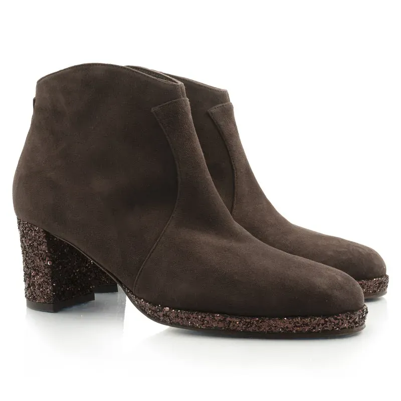 Bégum Paris Cambridge paillettes bottine marron talon 6,5 cm