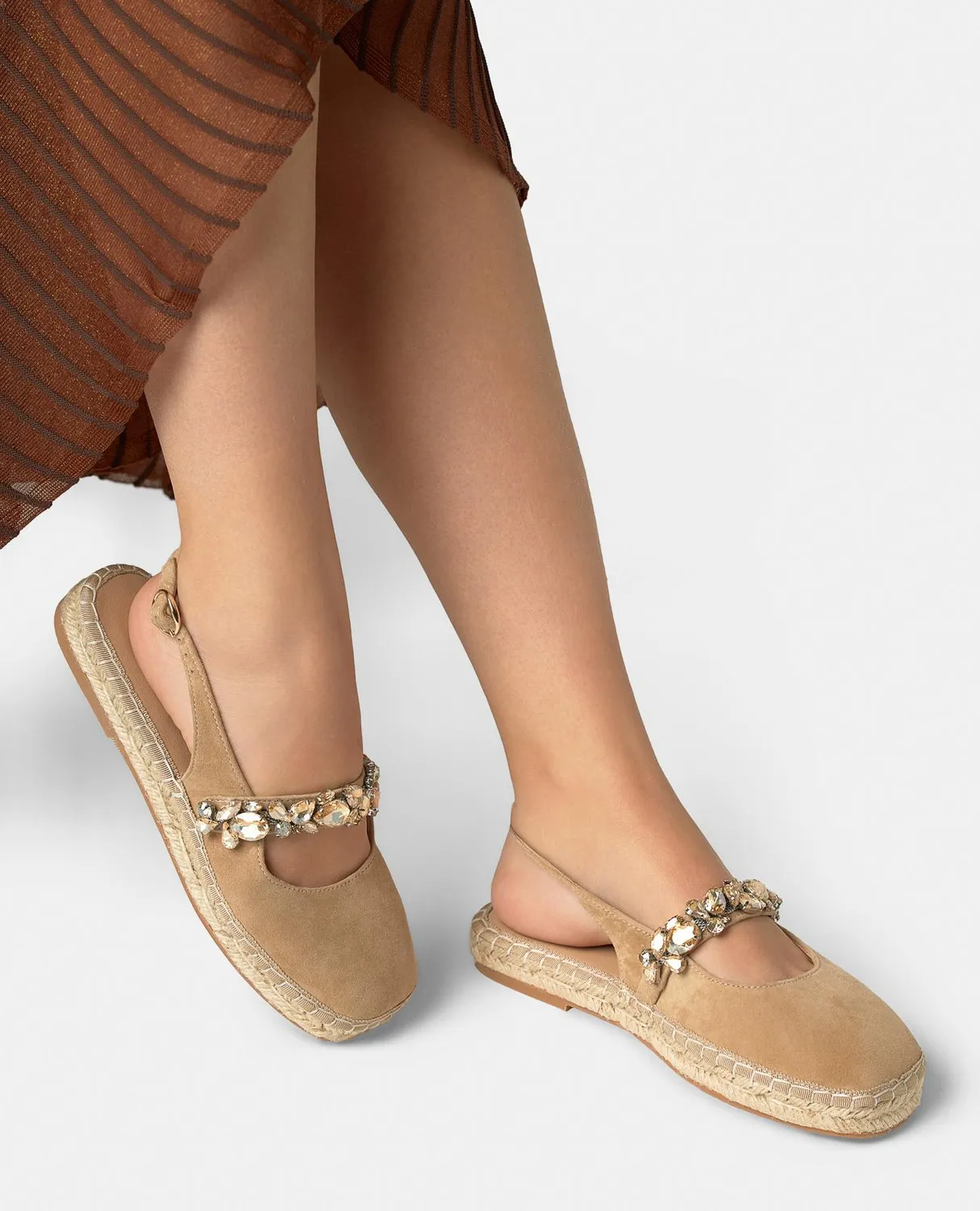 Alma en Pena V260601 ballerines mules sable strass plat