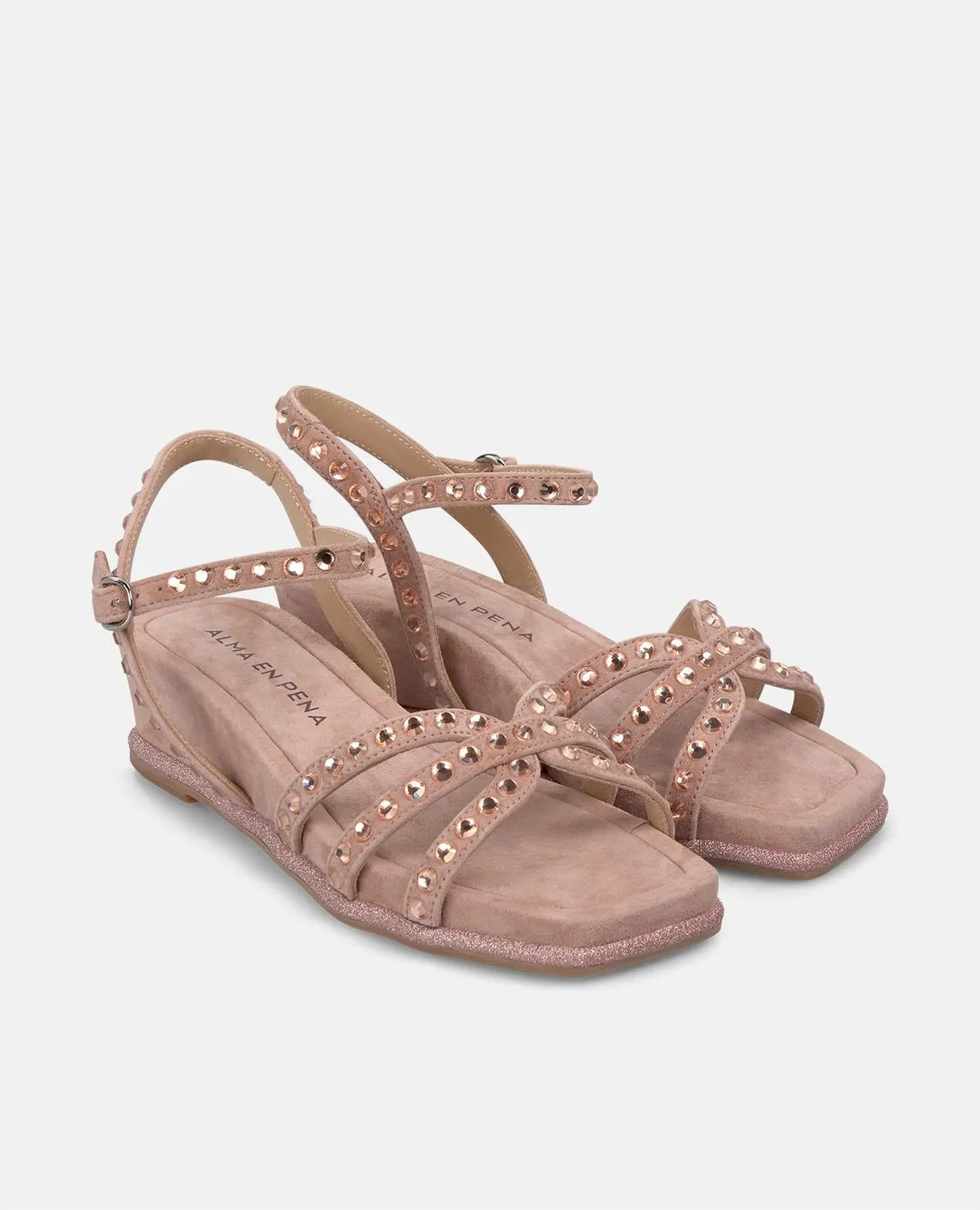 Alma en Pena V251750 sandale compensée rose cuir