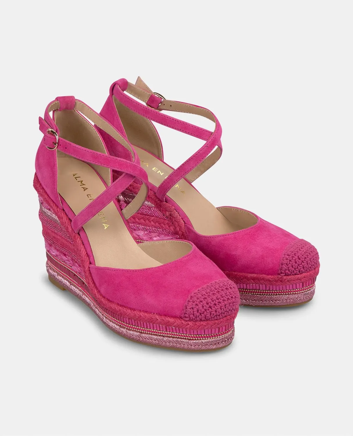 Alma en Pena V251016 compensées fuchsia cuir 9,8 cm