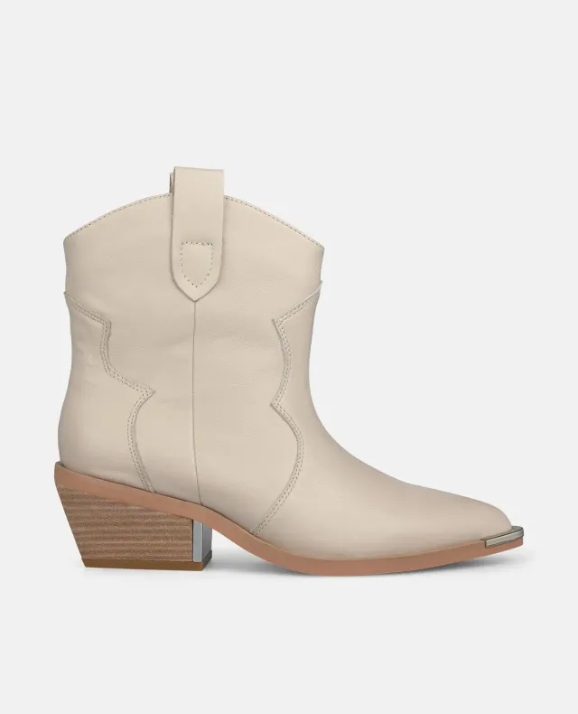 Alma en Pena V260251 bottines cowboy cuir ivoire