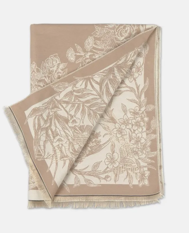 Alma en Pena I26AC010 écharpe réversible beige fleurs