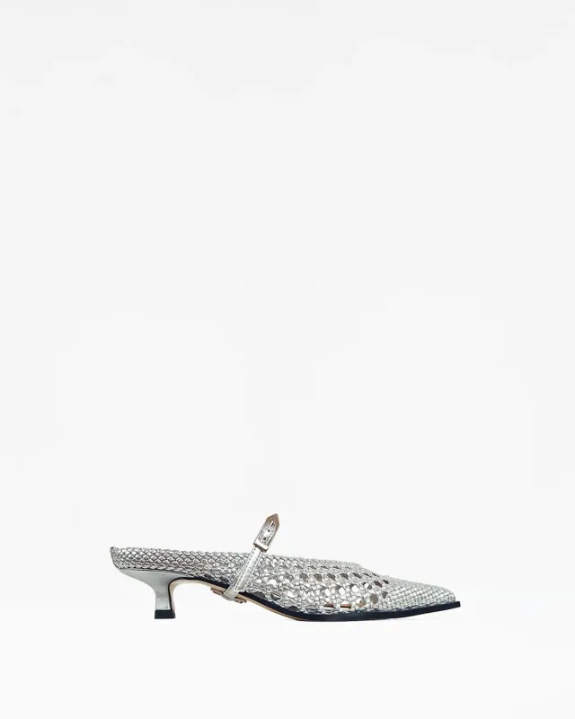 Mi/Mai Suzanne Woven Silver escarpin tressé argenté