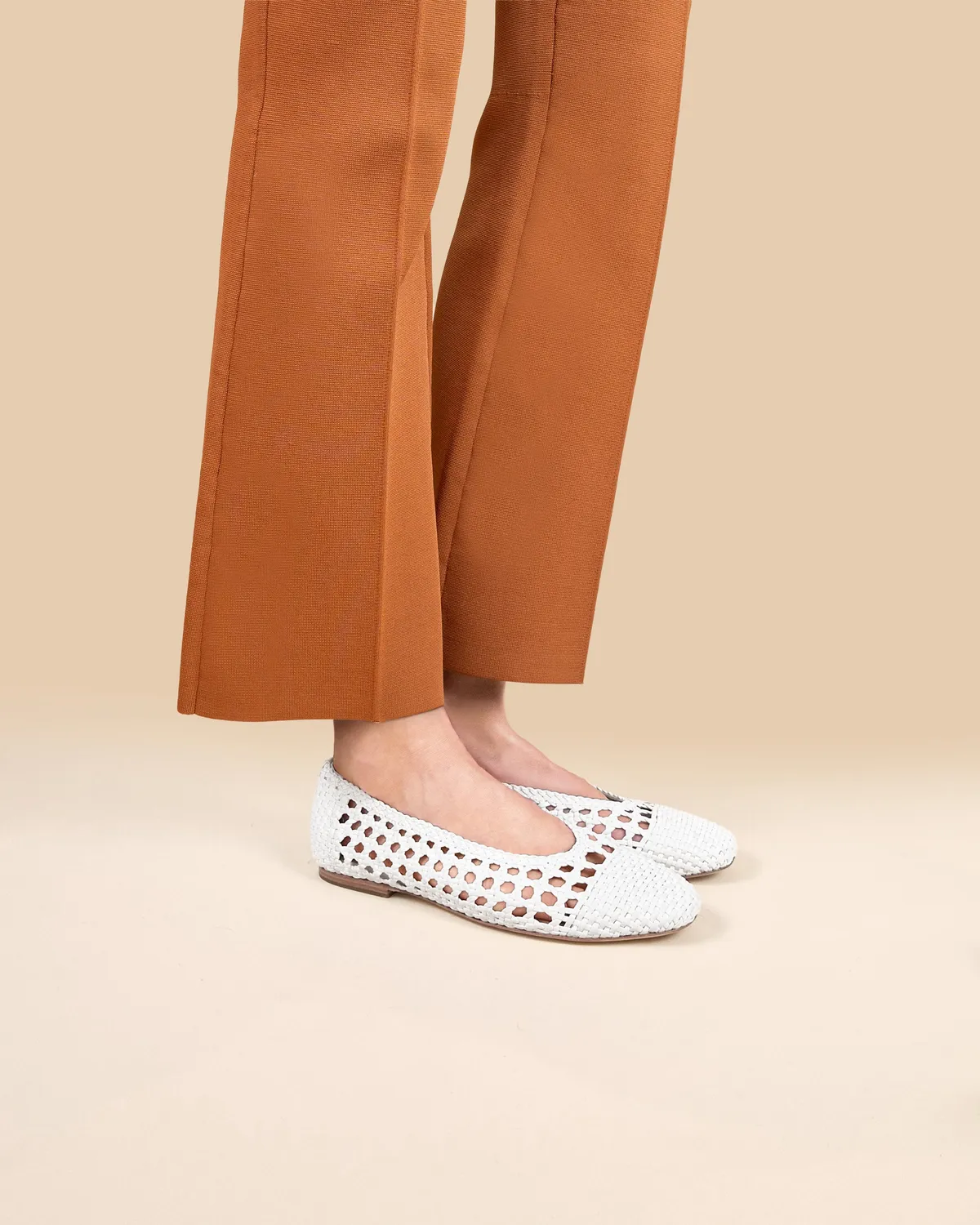 Mi/Mai Aria White ballerines similicuir tressé blanc