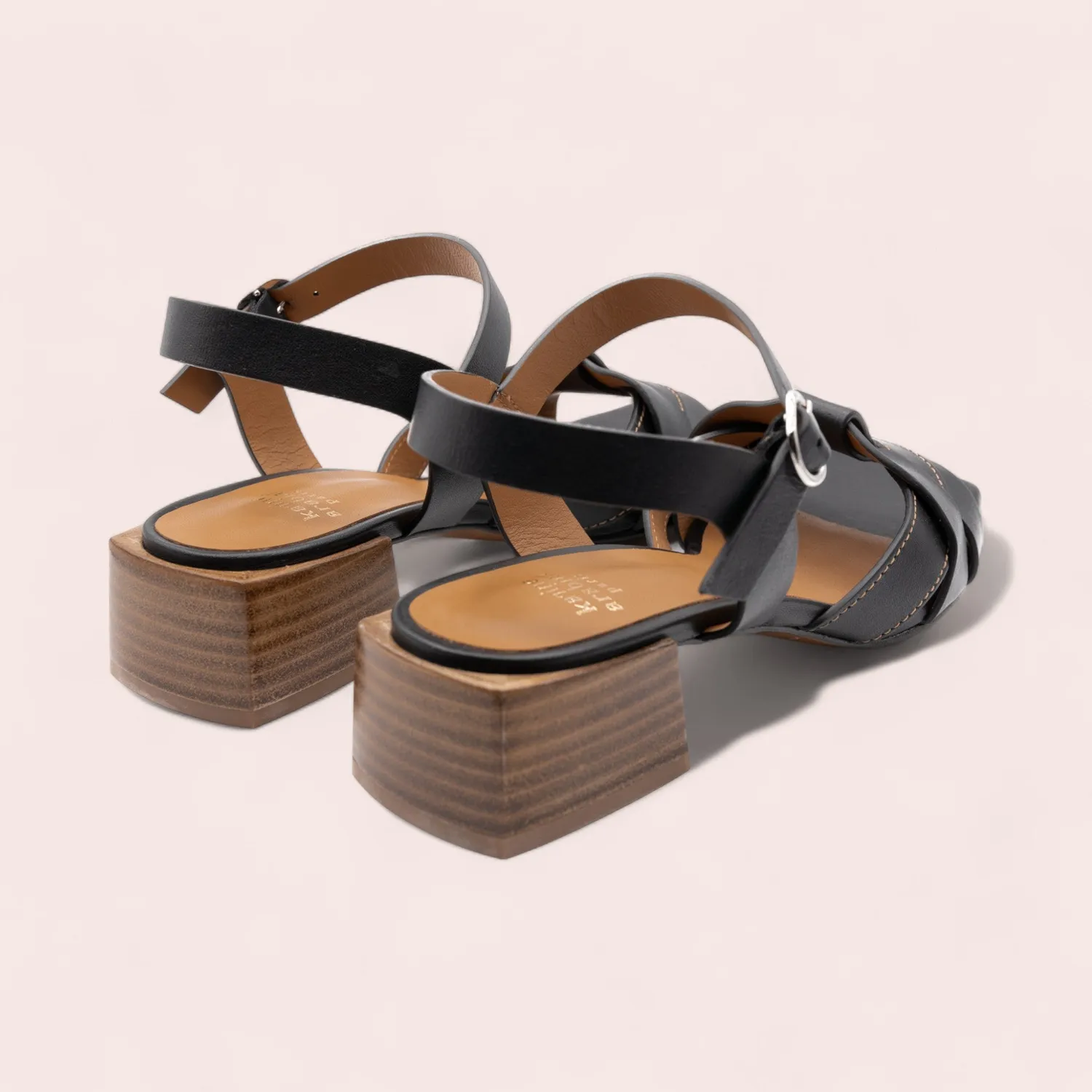 Karine Arabian Elmira sandale cuir noir 50 mm