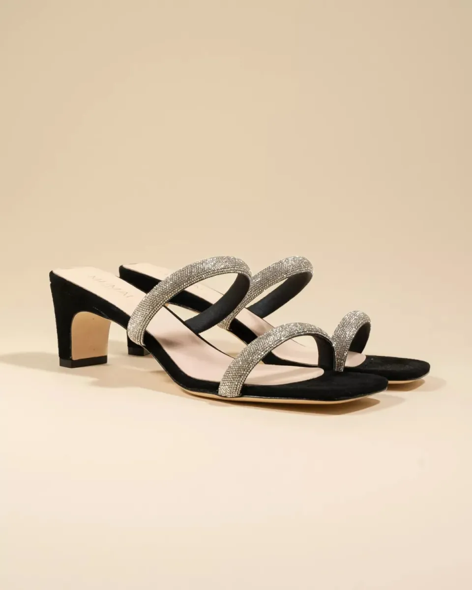 Mi/Mai Babs Black mule strass noir petit talon