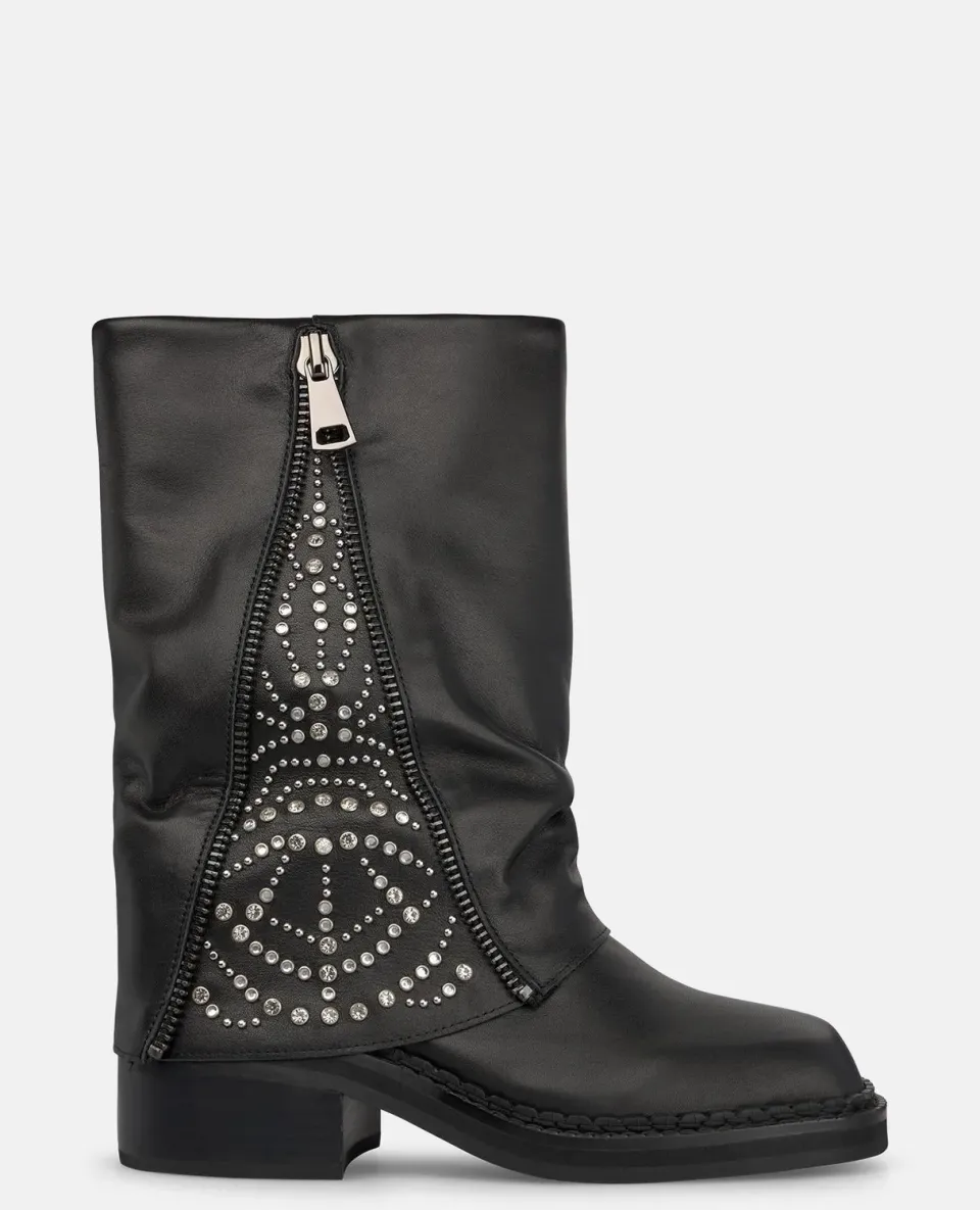 Alma en Pena I260804 bottines plates noires clous