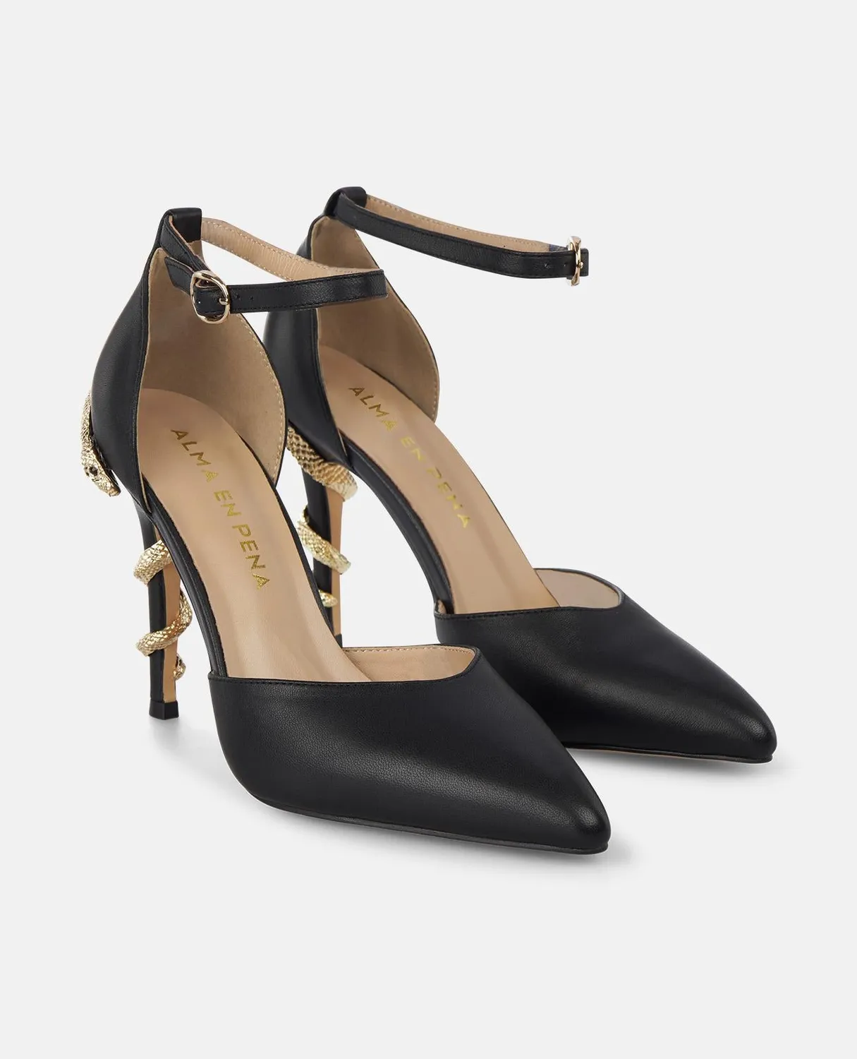 Alma en Pena I250440 escarpins noir talon 9 cm serpent