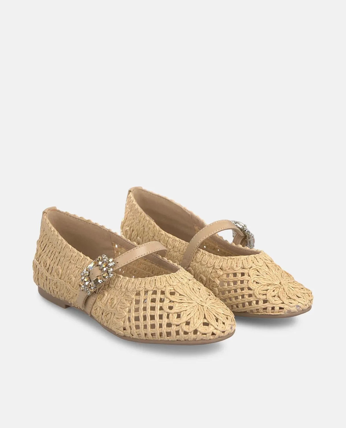 Alma en Pena V261201 ballerines rafia beige pointues