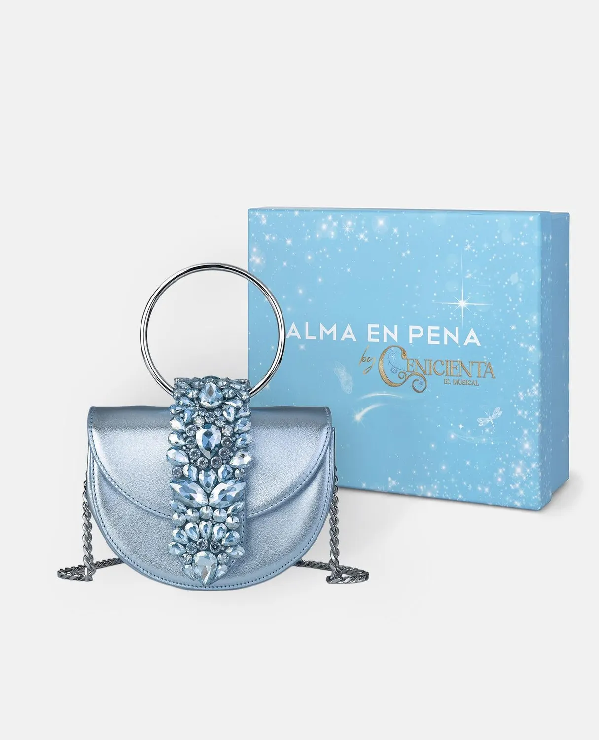 Alma en Pena CENBG100 sac lune bleu cuir chaîne